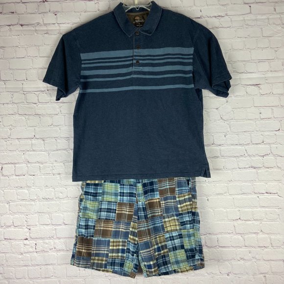 BUNDLED Bob Timberlake Blue Polo Sz: Large and FREE Izod Plaid Shorts Sz:34 - Picture 6 of 13
